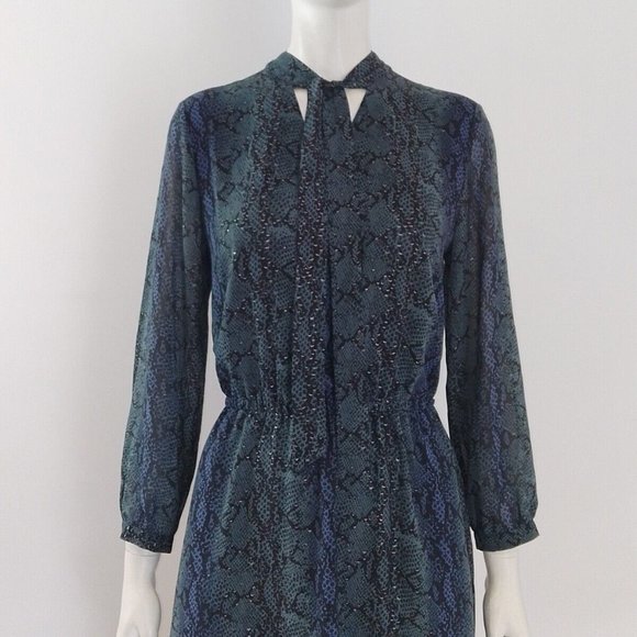 HUSH Snakeskin Neck-Tie Midi Maxi-Dress Size UK 12 EU 40 - Picture 6 of 10